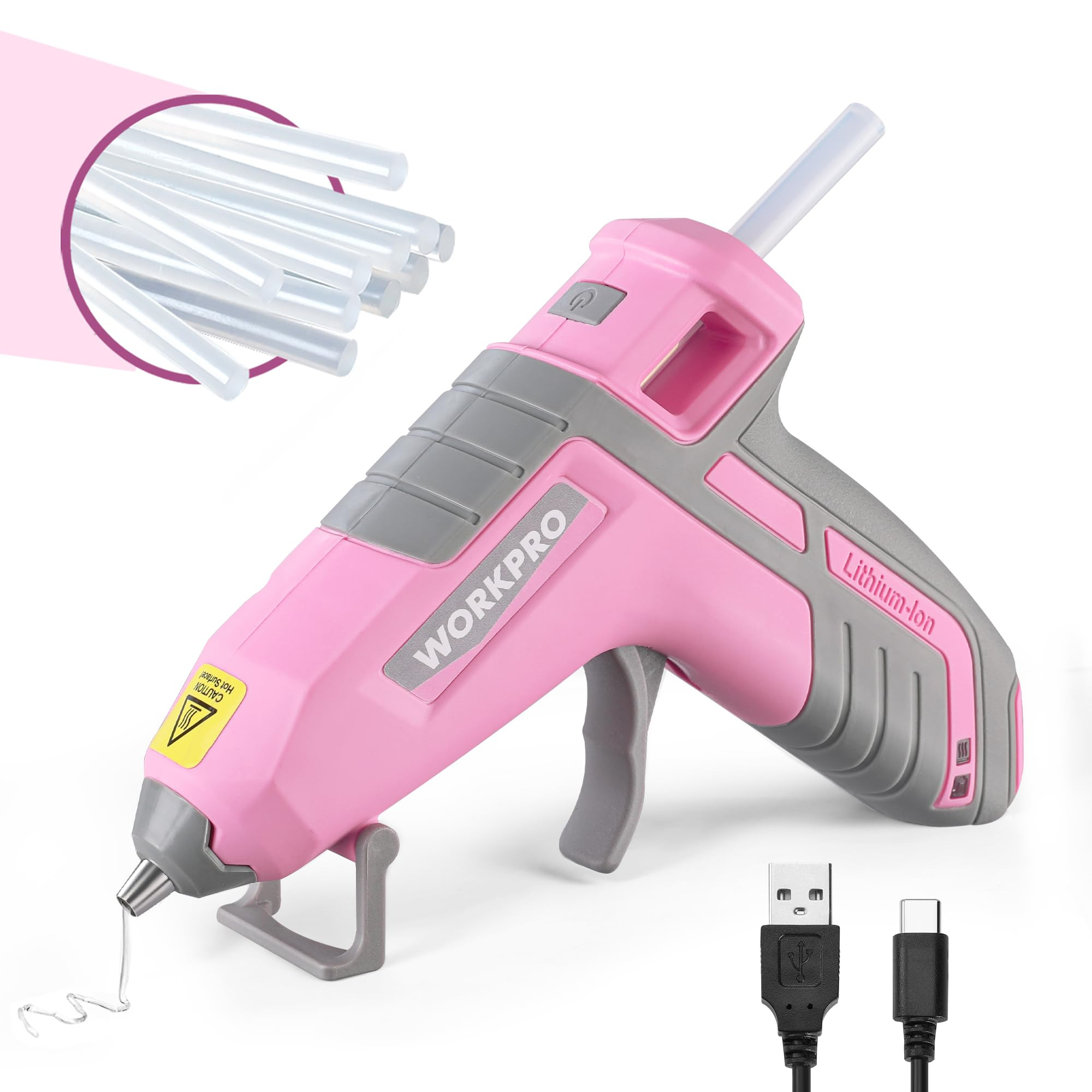 WORKPRO 3.6V Cordless Hot Glue Gun (Upgrade), Fast Preheating, Smart Power-Off, USB-C Rechargeabl... | Amazon (US)