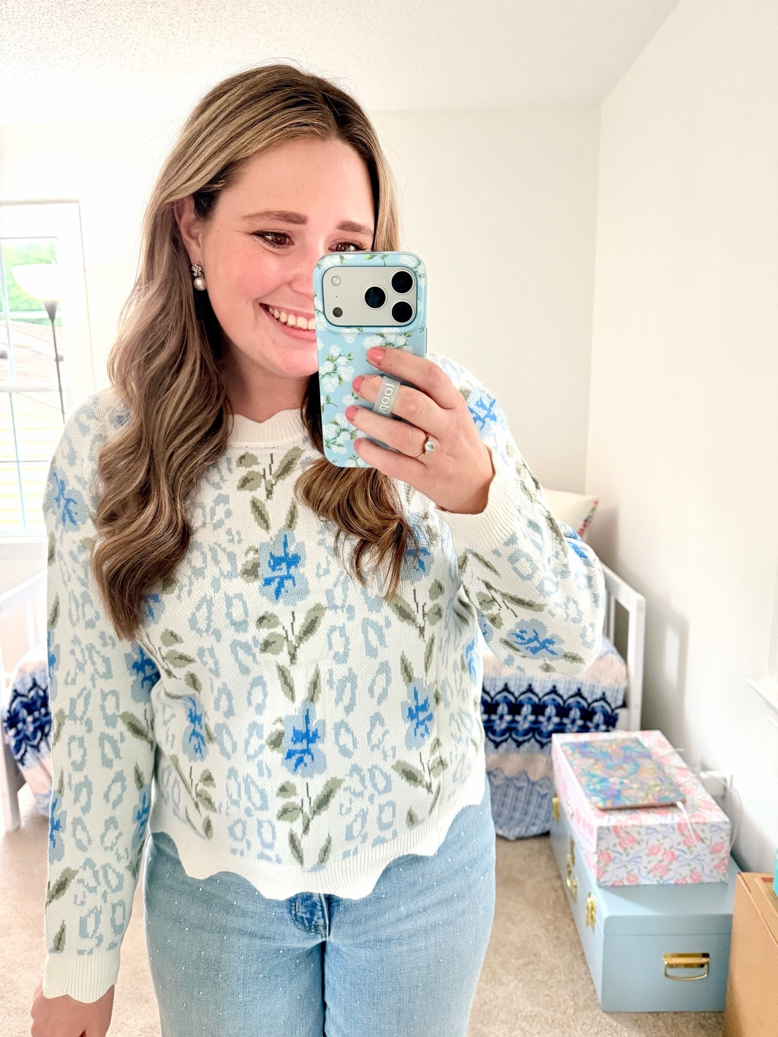 Grandmillennial sweater || blue and green sweater

#LTKSeasonal
