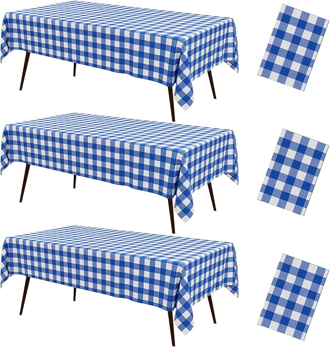 misaya 3 Packs Buffalo Disposable Table Cloth, 54 x 108 Inch Waterproof Plastic Tablecloth, Recta... | Amazon (US)