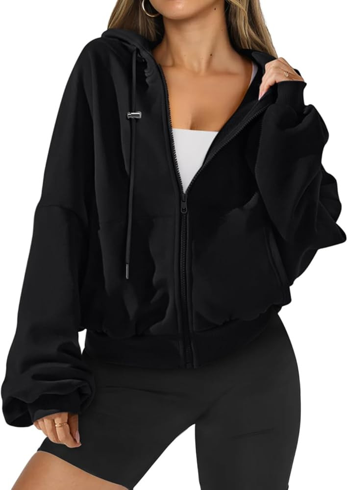 Womens Zip Up Hoodies Oversized Workout Sweatshirts Fall Fashion 2025 Casual Fleece Y2k Jackets W... | Amazon (US)