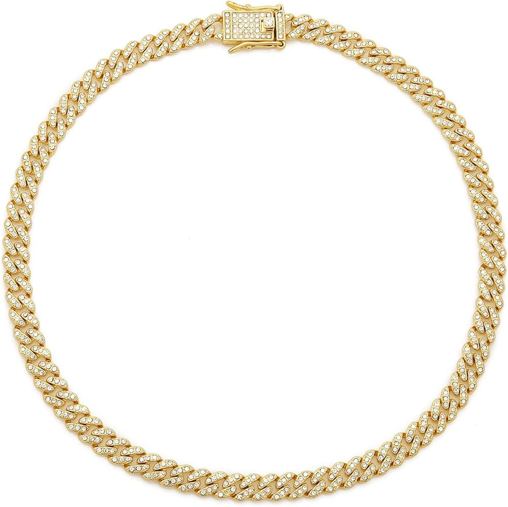 HIPBLING Mens Cuban Link Chain Female Diamond Gold Silver Miami Cuban Necklace Iced Out Chain 8mm 13 | Amazon (US)
