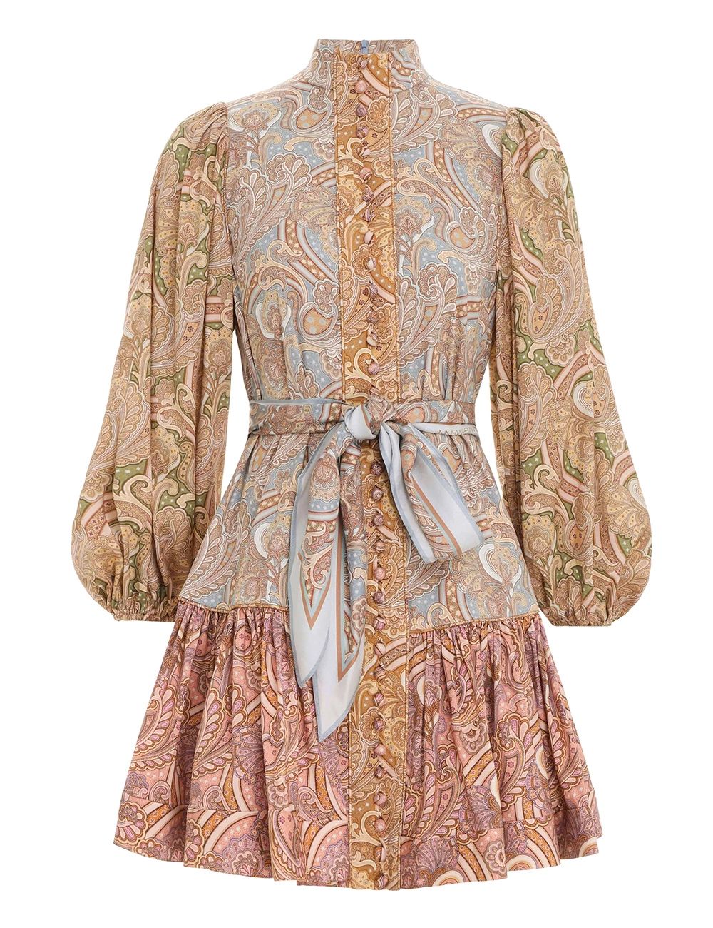 Dresses-Tempo Buttoned Mini Dress-Spliced Paisley-3-Zimmermann | ZIMMERMANN (US, CA, EU, MENA)