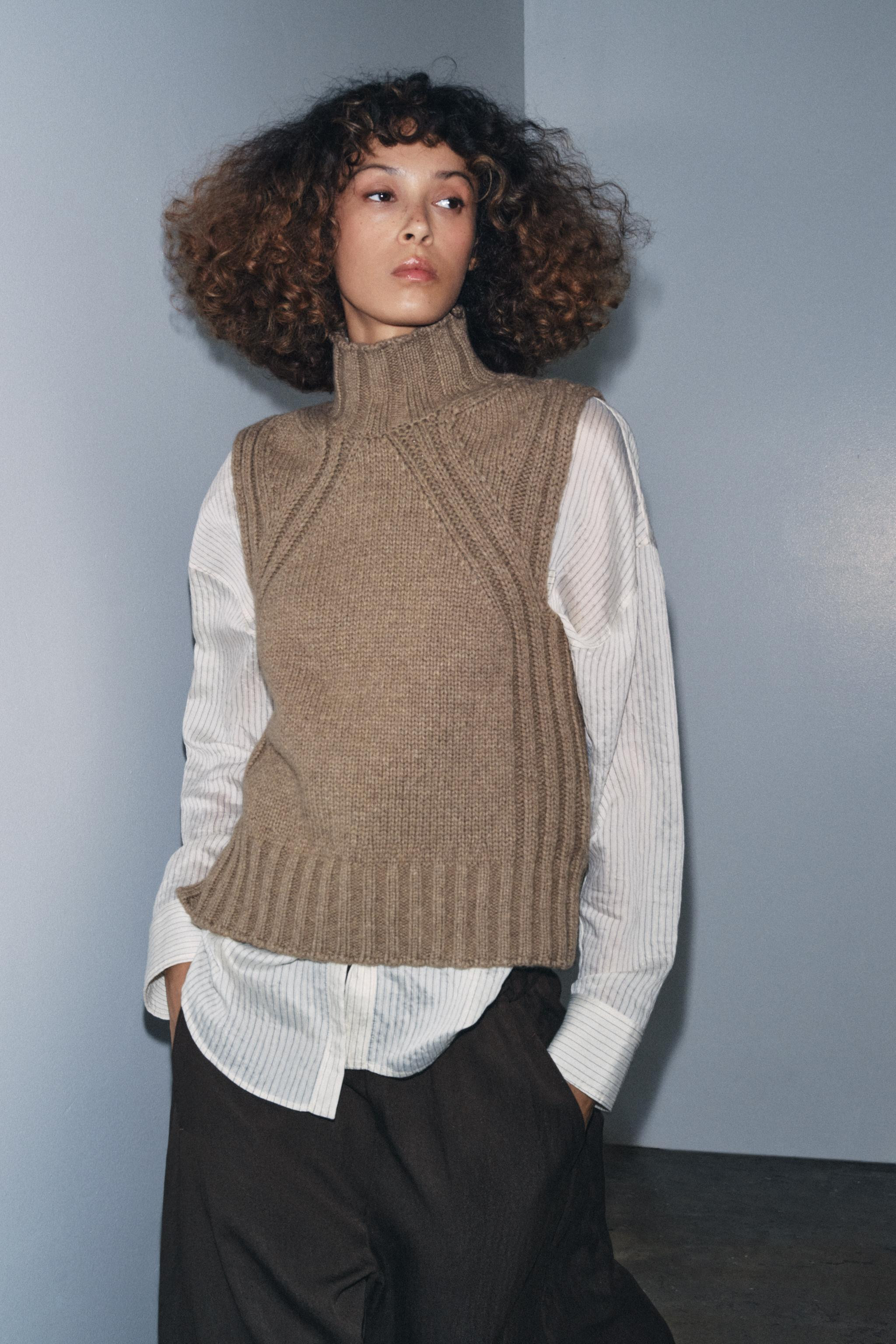 WOOL HIGH COLLAR TOP | Zara Canada