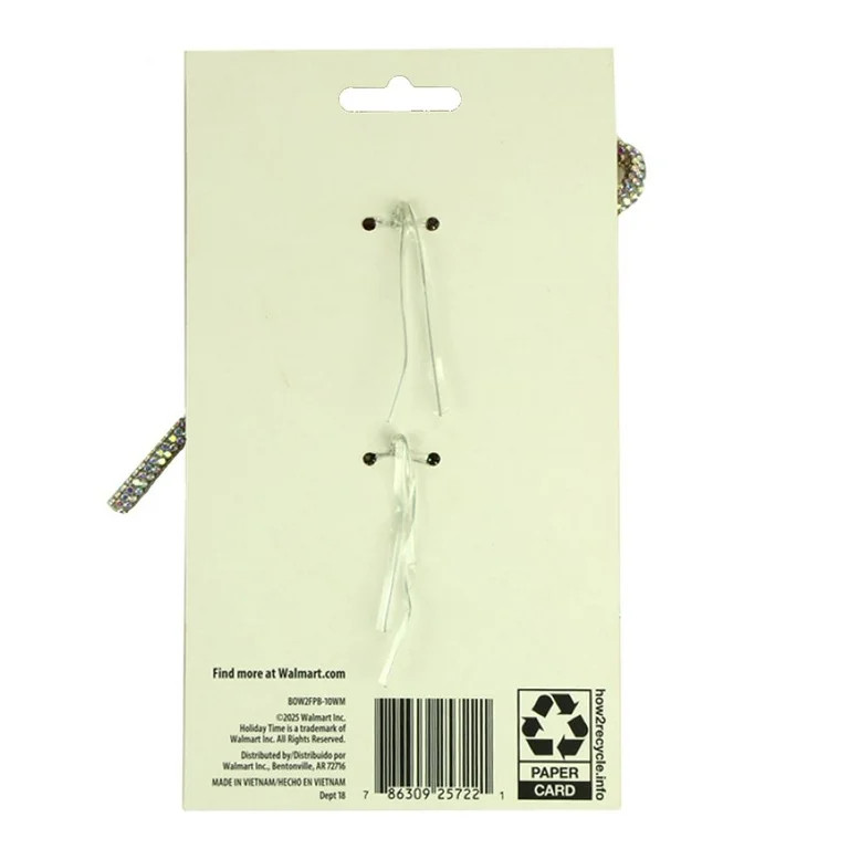 Silver Rhinestone Decorative Christmas Bows, 4", 2 Count, by Holiday Time | Walmart (US)