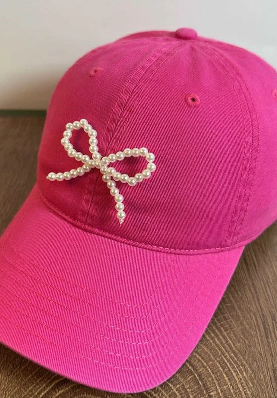Bow baseball cap HOT PINK / One Size | Casual Chic Boutique