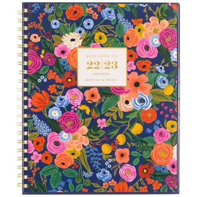 2022-23 Academic Planner Weekly/Monthly CYO Workbook 11"x8.5" Navy Garden Party - Rifle Paper Co. for Cambridge | Target