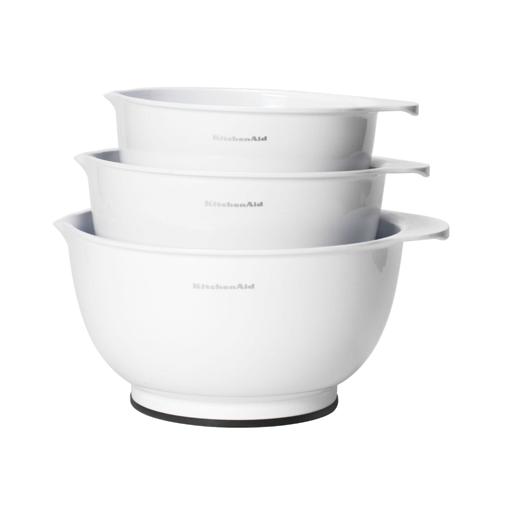 Kitchenaid Plastic Set of 3 Mixing Bowls with Soft Foot in White | Walmart (US)