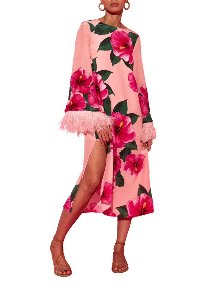 Aria Crepe Midi Dress in Nyx Pink | Over The Moon