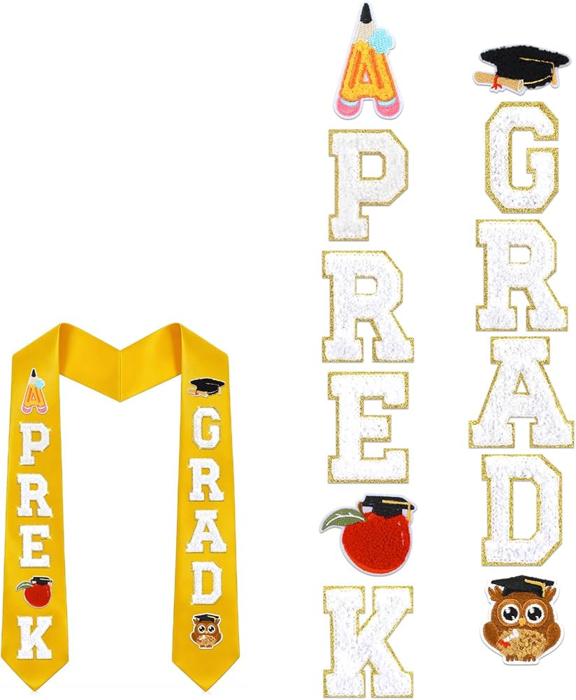 Letter Chenille Patch for Preschool Kindergarten Graduation Sash Cap Gown Certificate Decor DIY P... | Amazon (US)