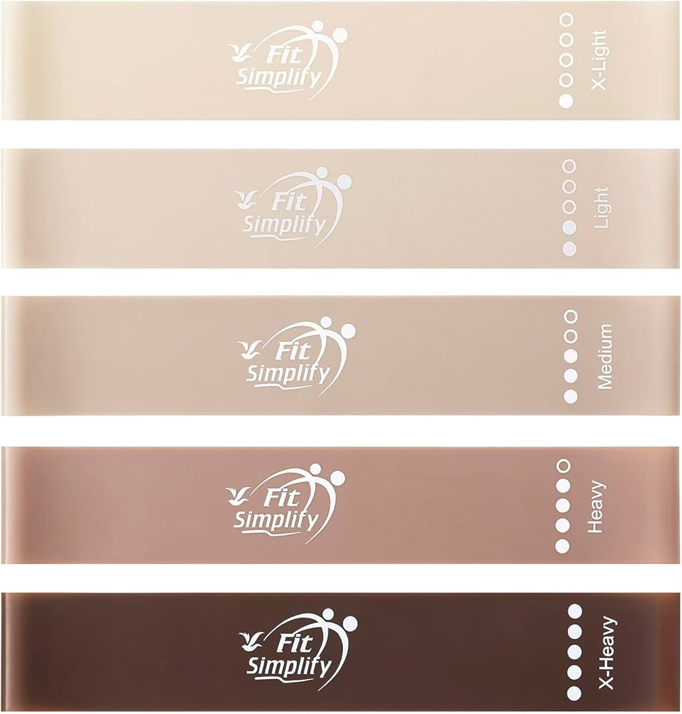 Fit Simplify Resistance Loop Exercise Bands with Instruction Guide and Carry Bag, Set of 5 | Amazon (US)