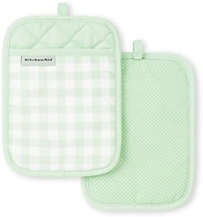 KitchenAid Gingham Pot Holder 2-Pack Set, Pistachio, 7"x10" | Amazon (US)