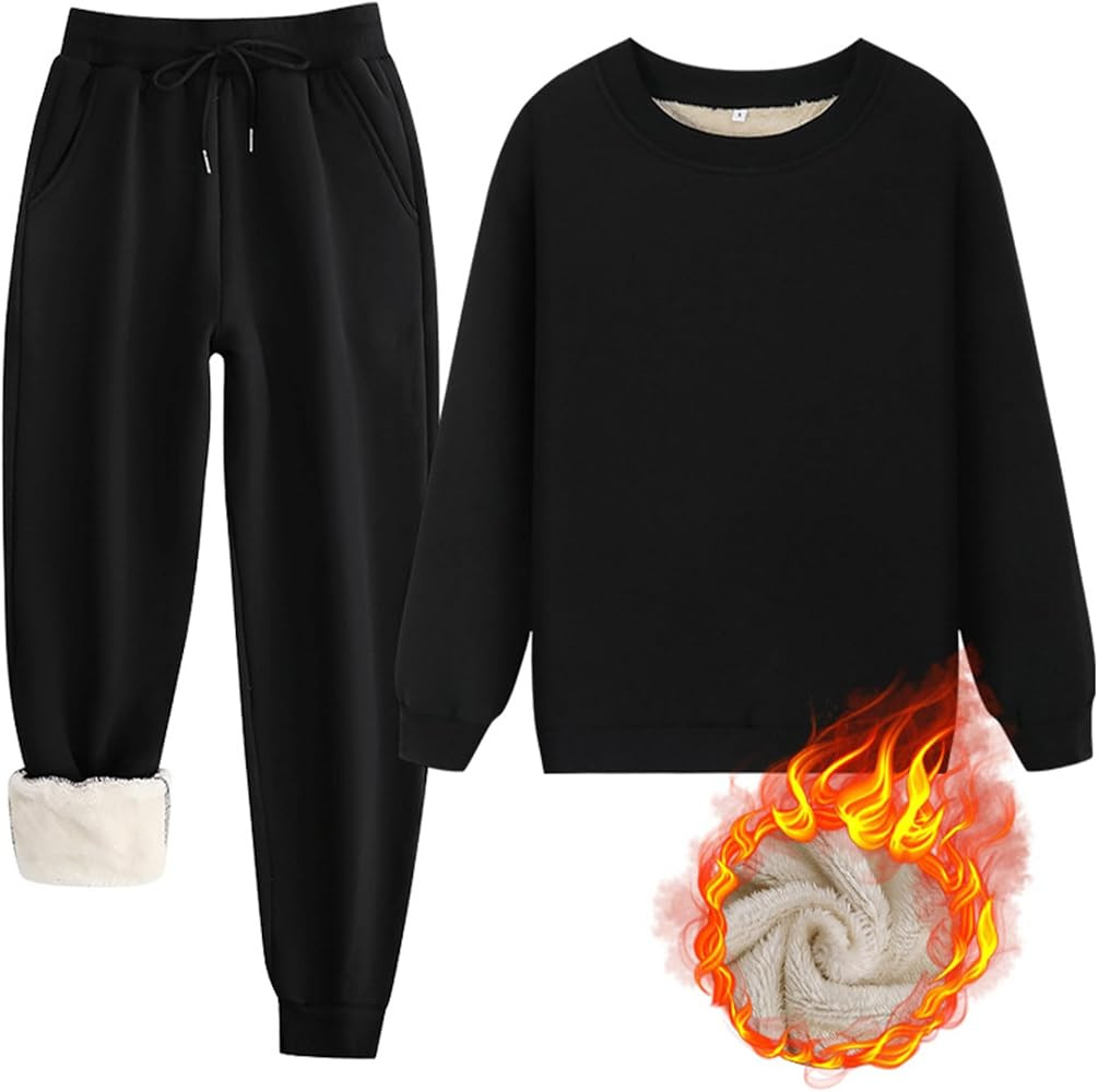 Colorful world Fleece Lined Lounge Sets for Women 2 Piece Outfits Tracksuit Pullover Hoodies Tops... | Amazon (US)