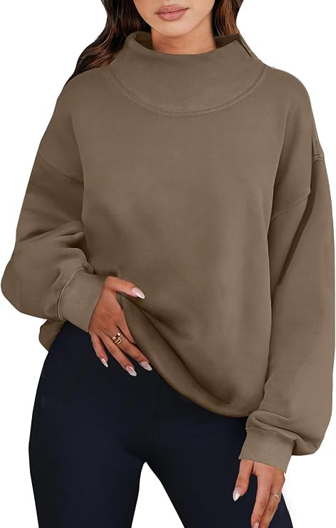 ANRABESS Womens Oversized Sweatshirts Mock Neck Pullover | Cozy Fleece Long Sleeve Tops, Casual D... | Amazon (US)