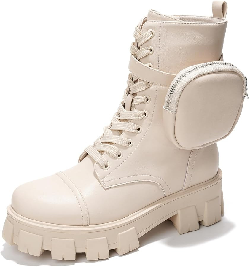 Cape Robbin Monalisa Women's Combat Boots - Ankle Boots for Women with Side Zipper and- Pouch - W... | Amazon (US)