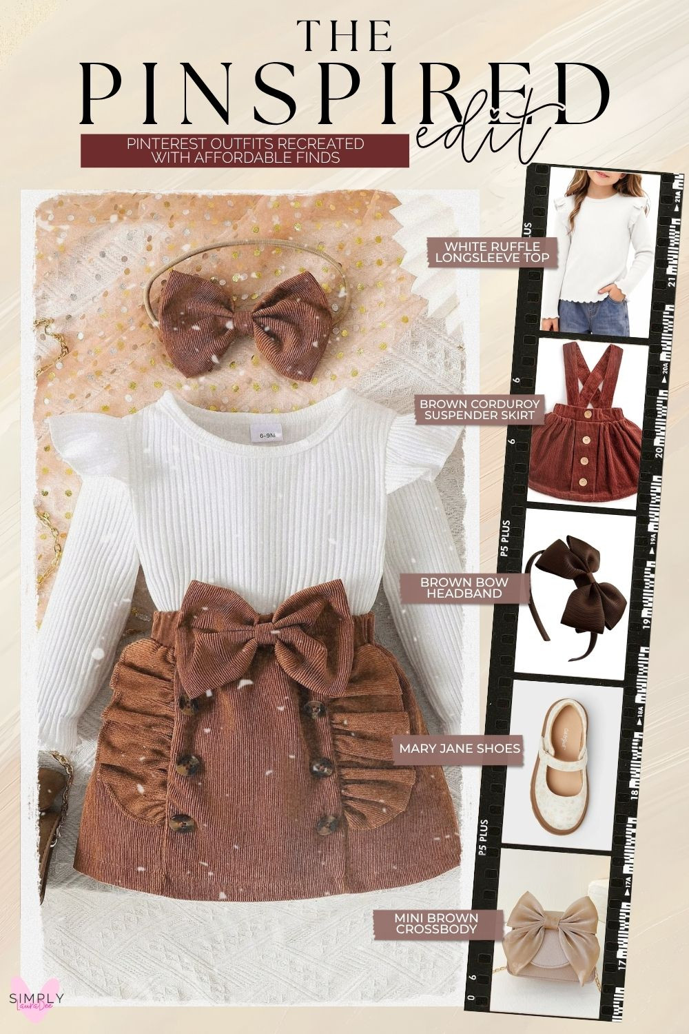 Sweet little girl fall outfit with classic vintage-inspired details 🤎🍂 Recreate this Pinterest-inspired look with a white ruffle top, brown corduroy suspender skirt, bow headband, Mary Jane shoes and a mini crossbody bag. Perfect for fall photos, church, Thanksgiving or everyday dressy style.

#GirlsFallOutfit #KidsFallFashion #ToddlerGirlOutfit #CorduroySkirt #MaryJaneShoes #FallPhotoOutfit #ThanksgivingOutfit #KidsFashion #AmazonFinds #PinterestOutfit 

 #LTKSeasonal #LTKBaby #LTKKids