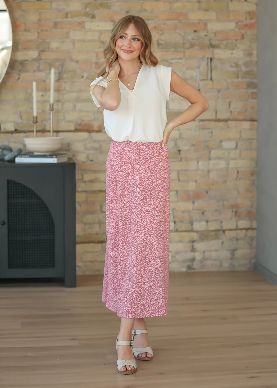 Pink June Floral Print Maxi Skirt | Inherit Clothing Co.