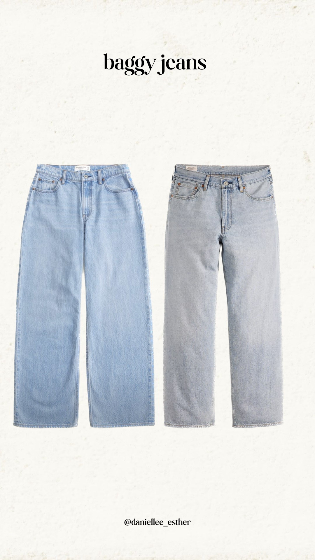 Baggy jean favorites 
size 30 in the Levi’s
Size 26 long in the Abercrombie jeans 

#LTKFindsUnder100 #LTKStyleTip