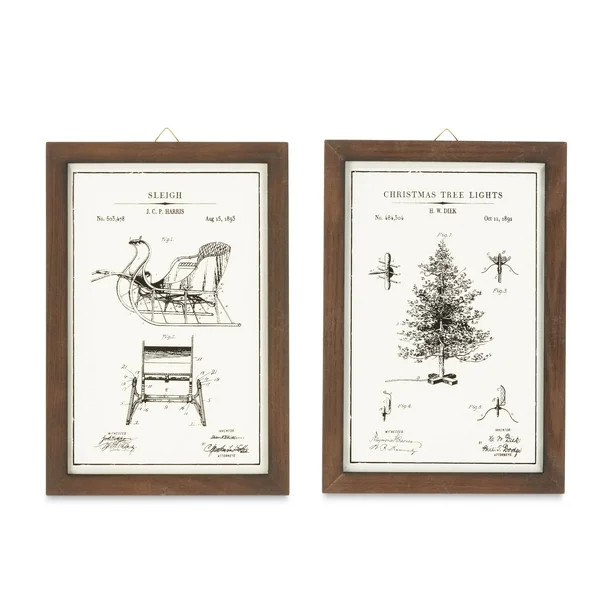 Holiday Time 2-Count Christmas Season Vintage Picture Frame, 10.5” - Walmart.com | Walmart (US)