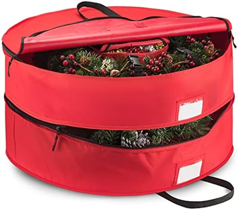 ZOBER Christmas Wreath Storage Container 30 Inch - Wreath Bag Fits 2 Wreaths Box - 600D Oxford Fa... | Amazon (US)