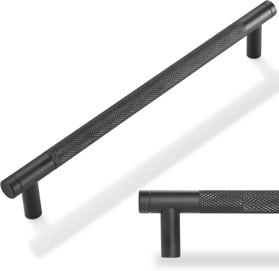 10 Pack 7-1/2 inch(192mm) Matte Black Kitchen Cabinet Handles Knurled Cabinet Pulls Black Drawer ... | Amazon (US)