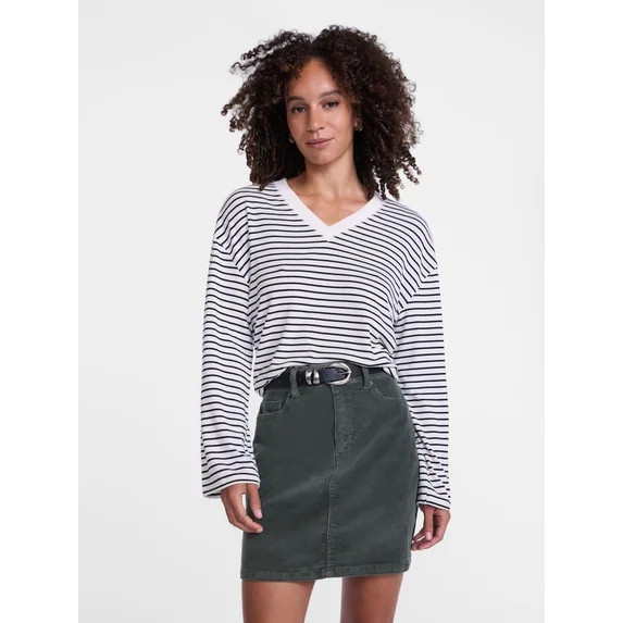 Scenario Women's and Women's Plus Relaxed Tee with Long Sleeves, Sizes XS-4X | Walmart (US)