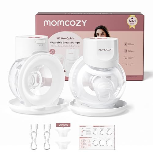 Momcozy Breast Pump S12 Pro Quick, Hands-Free Wearable & Wireless Pump, with DoubleFit Hybrid Flange, 3 Modes & 9 Levels Electric Pump Portable, Smart Display, 2 Count, Cozy White | Amazon (US)