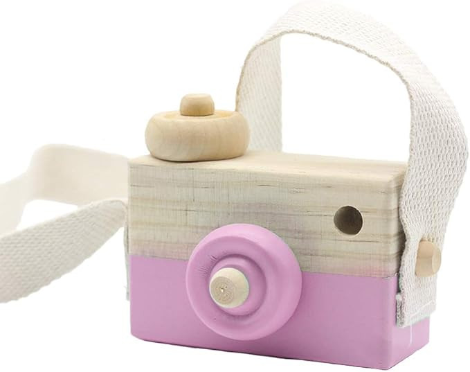 wgg Mini Wooden Camera, Room Hanging Decoration Portable Gift (Pink) | Amazon (US)