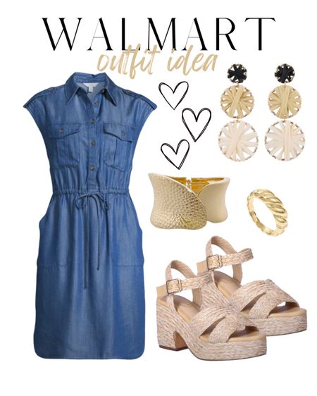 Walmart outfit,
Walmart new arrivals, denim dress, chambray dress, platform sandals, woven sandals

#LTKStyleTip #LTKSeasonal #LTKFindsUnder50