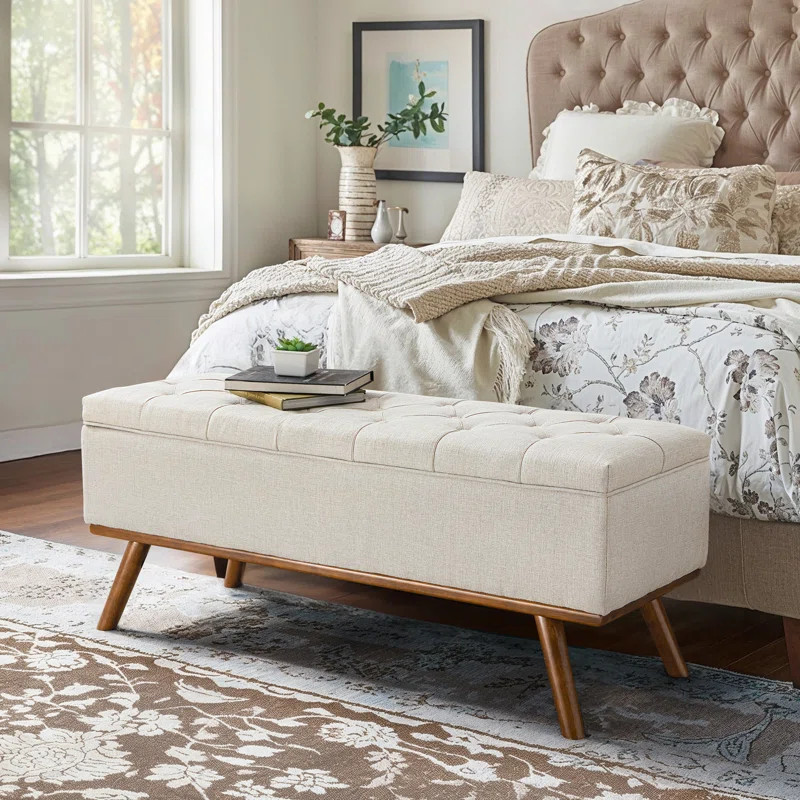 Leaysia Linen Upholstered Storage Bench | Wayfair North America