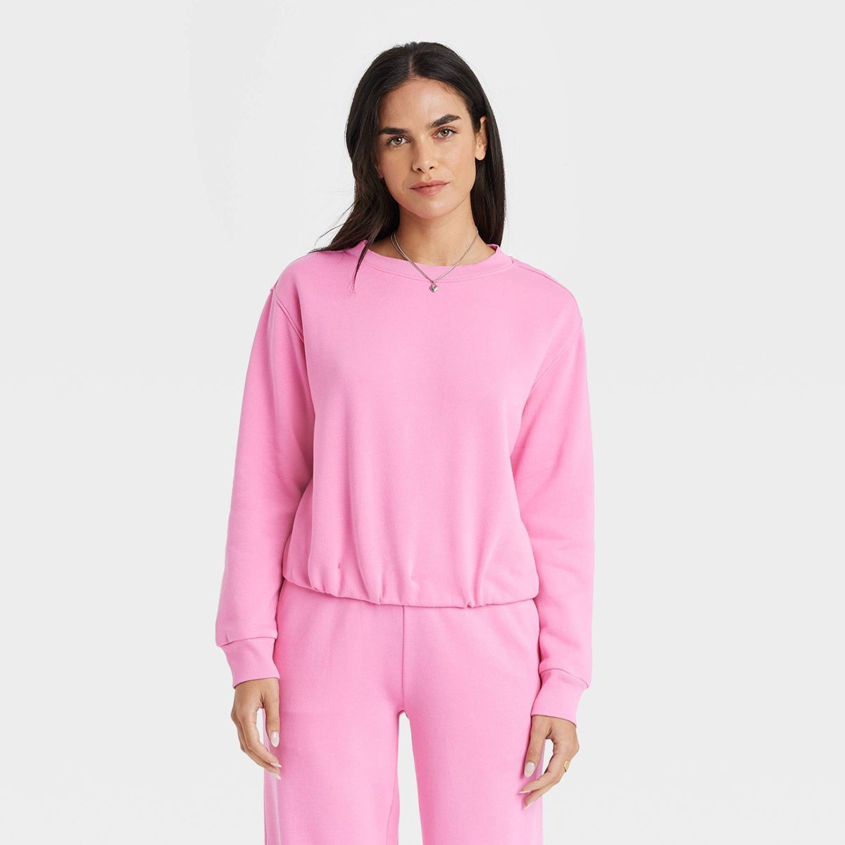 Women's Bubble Hem Sweatshirt - Universal Thread™ Pink M | Target