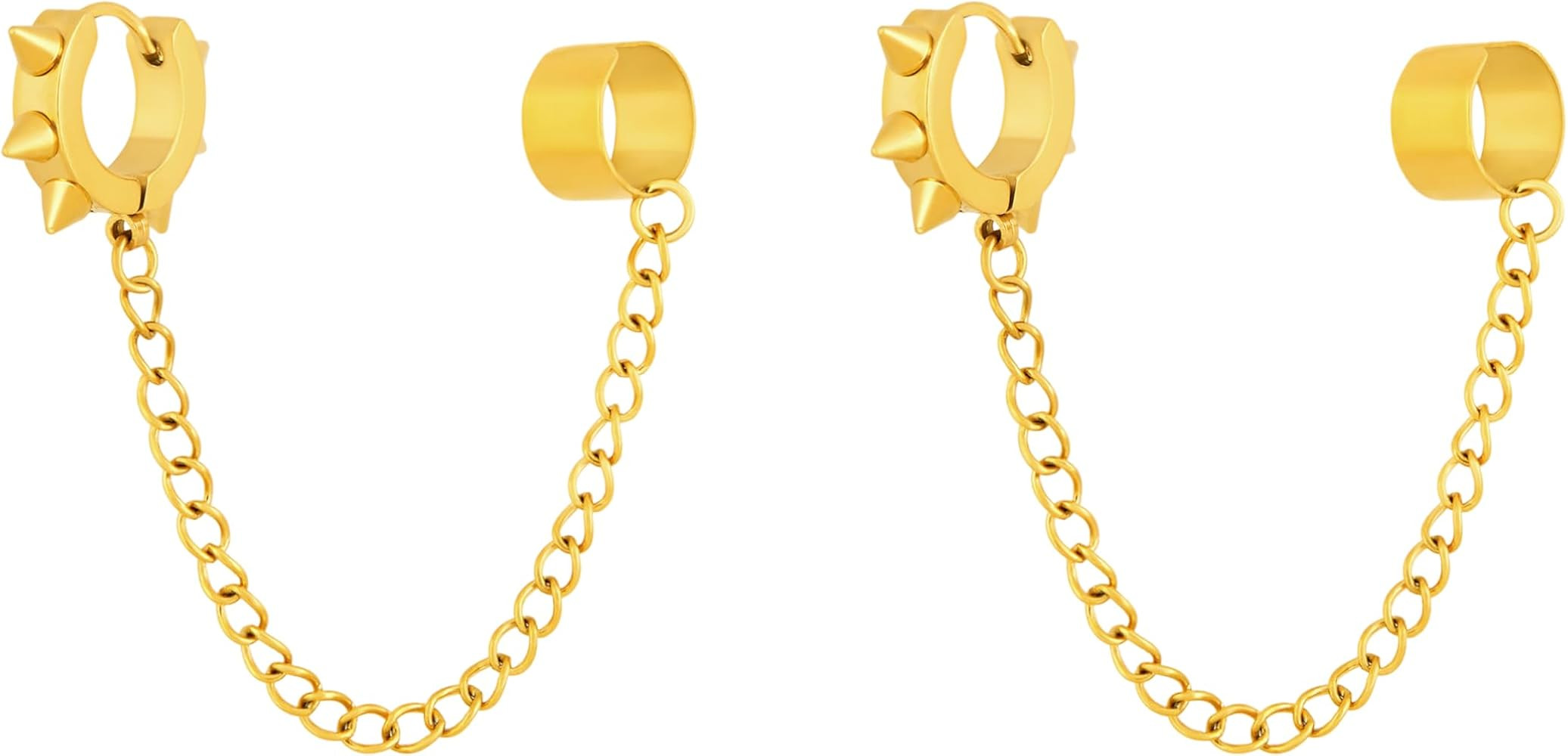 Sacina Goth Punk Gold-tone -Tone Spike Earrings, Ear Cuff Earrings, Gothic Earrings, Punk Earring... | Amazon (US)