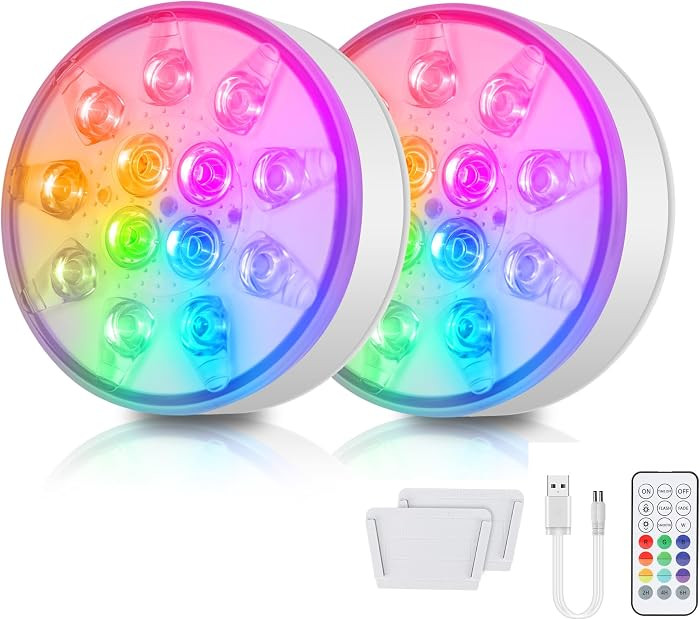 2 St\u00fcck LED Poolbeleuchtung Unterwasser Wiederaufladbare, Unterwasser Licht mit Fernbedienun... | Amazon (DE)
