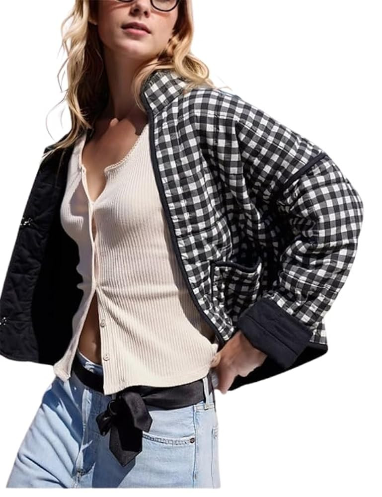 Omoone Women's Cropped Quilted Jacket Floral Printed LightWeight Padded Puffer Cardigan Coat Outw... | Amazon (US)