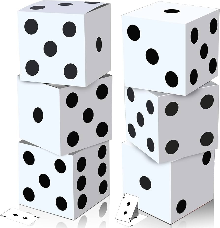 Tinlade 6 Pcs Dice Boxes 11 in Giant Casino Vegas Theme Party Decoration Big Large 3D Dice Decor ... | Amazon (US)