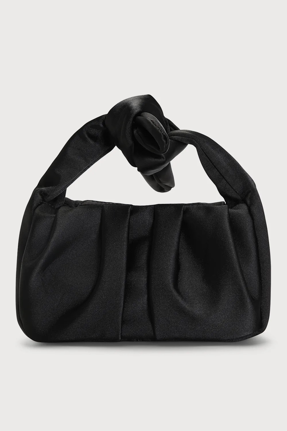 Essential Style Black Satin Knot Handle Clutch Bag | Lulus