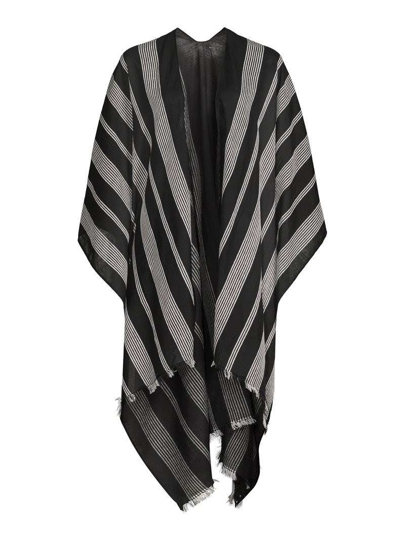 Time and Tru Women's Fringed Stripe Ruana | Walmart (US)