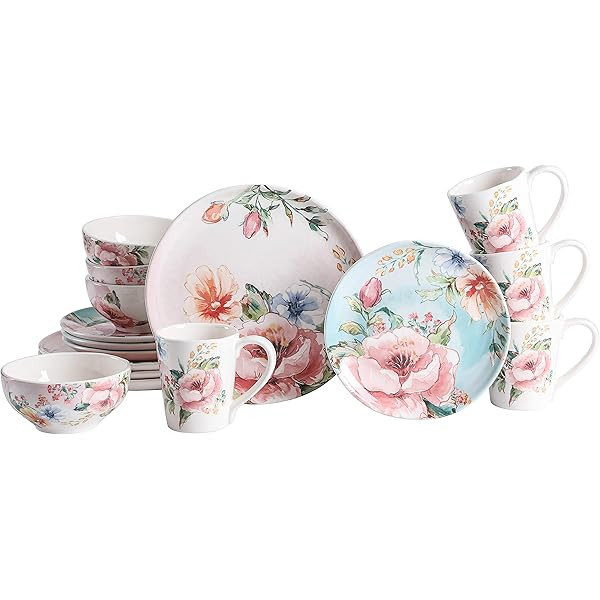 Bico Margret's Garden Ceramic 12 pcs Dinnerware Set, Service for 4, Inclusive of 11 inch Dinner Plat | Amazon (US)