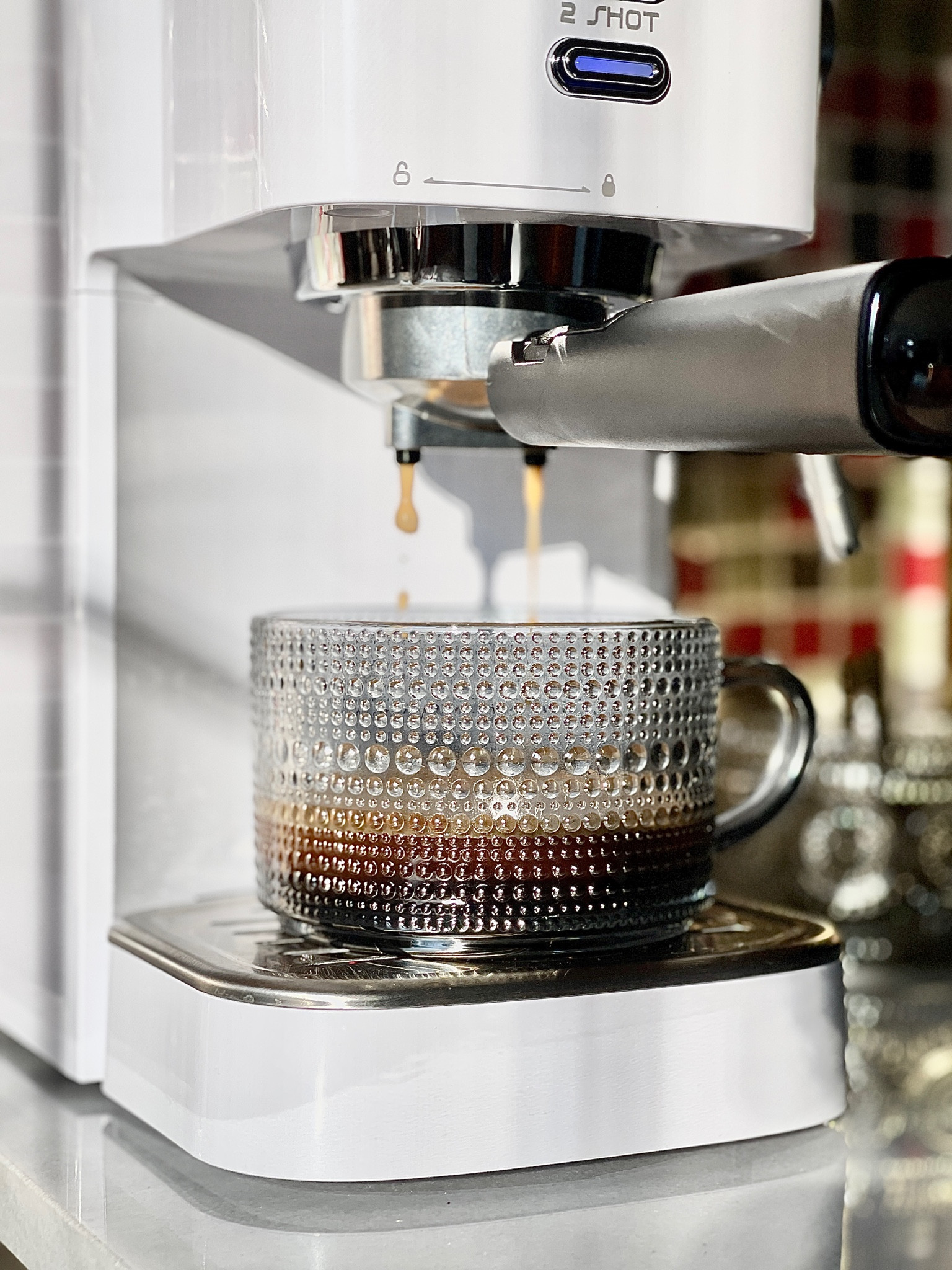 Morning coffee station details - making espresso at home doesn't have to be hard or expensive. Loving this easy to use espresso machine found on Amazon. 

Espresso machine, coffee machine, coffee station, coffee bar, coffee aesthetic, vintage glassware, coffee glasses, vintage glasses grey, Amazon finds, Amazon home

#LTKunder100 #LTKFind #LTKhome