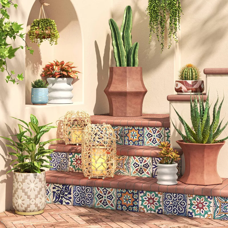 Earthernware Ribbed Indoor/Outdoor Planter White - Opalhouse™ designed with Jungalow™ | Target