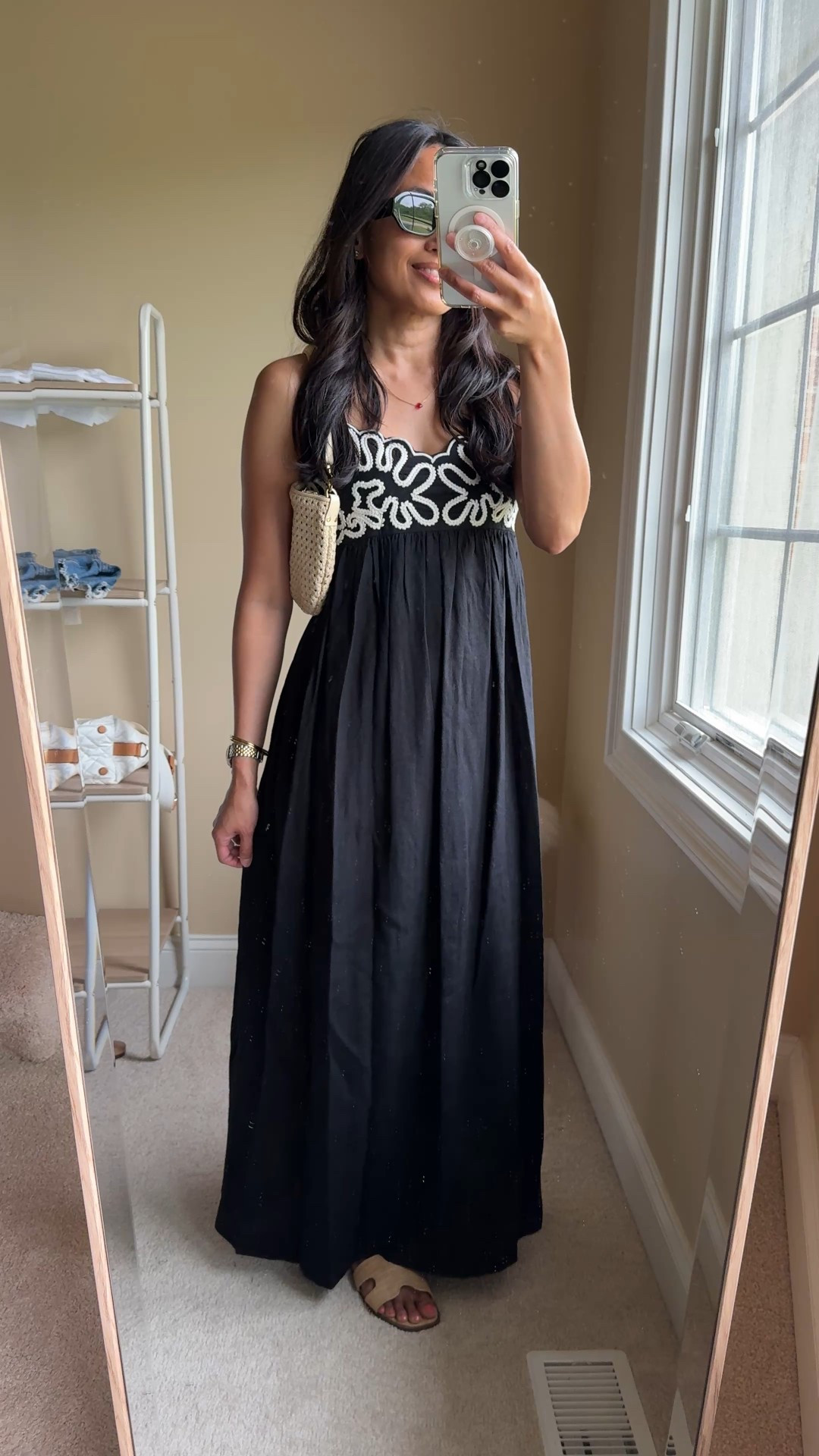 Beach vacation dress outfit inspo. 
- This exact dress is $40 and looks more expensive. I love the detailing on the bodice. Adjustable straps, elastic back, pockets, linen blend fabric. The length grazes the top of my foot; ideally would prefer it shorter. 
- Simple heart necklace. 
- Straw look classic flat sandals on sale for $16. . 
- Leather woven bag. 
- Designer look sunglasses for around $15. 
- Favorite clean beauty lip oil  


#LTKFindsUnder50 #LTKTravel #LTKOver40