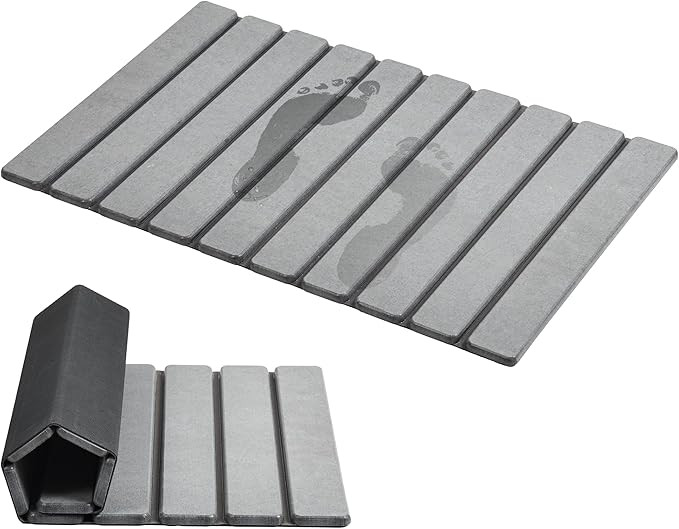 AWW Foldable Stone Bath Mat, Quick Dry Diatomaceous Earth Bath Mat with Non-Slip Mat, Super Absor... | Amazon (US)