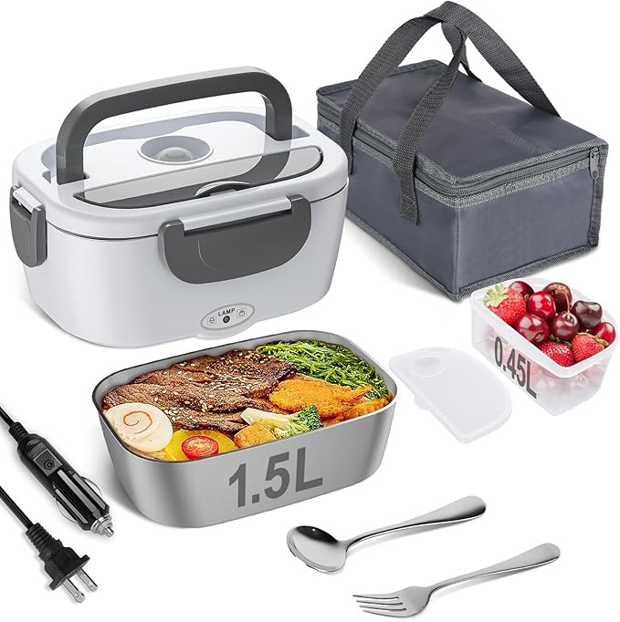 Vabaso Electric Lunch Box Food Heater, 80W Electric Heating Lunch Boxes Lunch for Car/Men/Adults/... | Amazon (US)