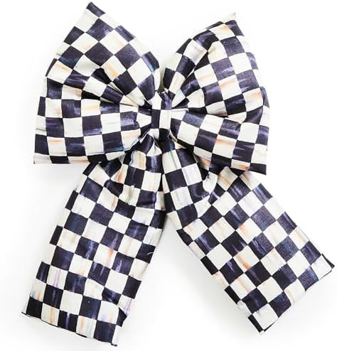 MACKENZIE-CHILDS Bow, Christmas Bow for Home Decor or Gifts, Large, Black-and-White Courtly Check | Amazon (US)