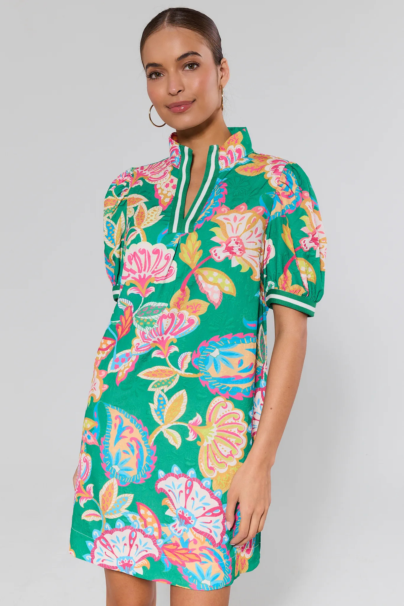 Green Floral Print Short Dress | Avara