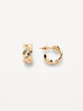 Gold-Plated Braided Open Hoop Earrings for Women | Old Navy (US)