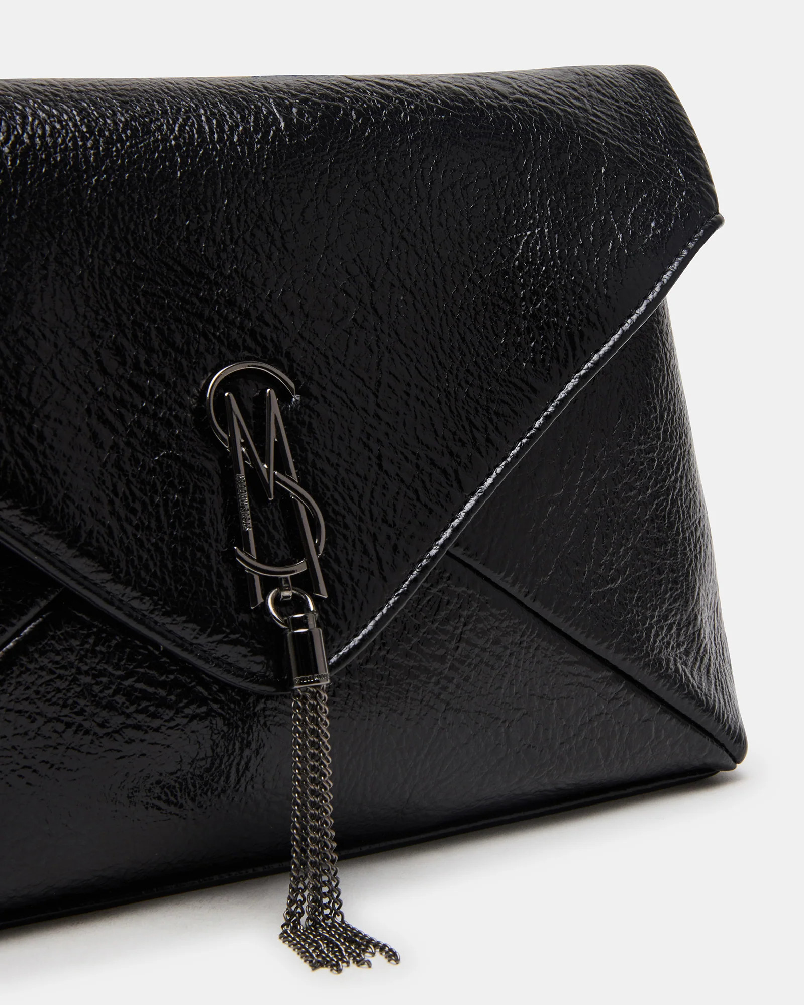 PARTAY Bag Black Oversized Crinkle Envelope Logo Clutch Handbag | Steve Madden (US)