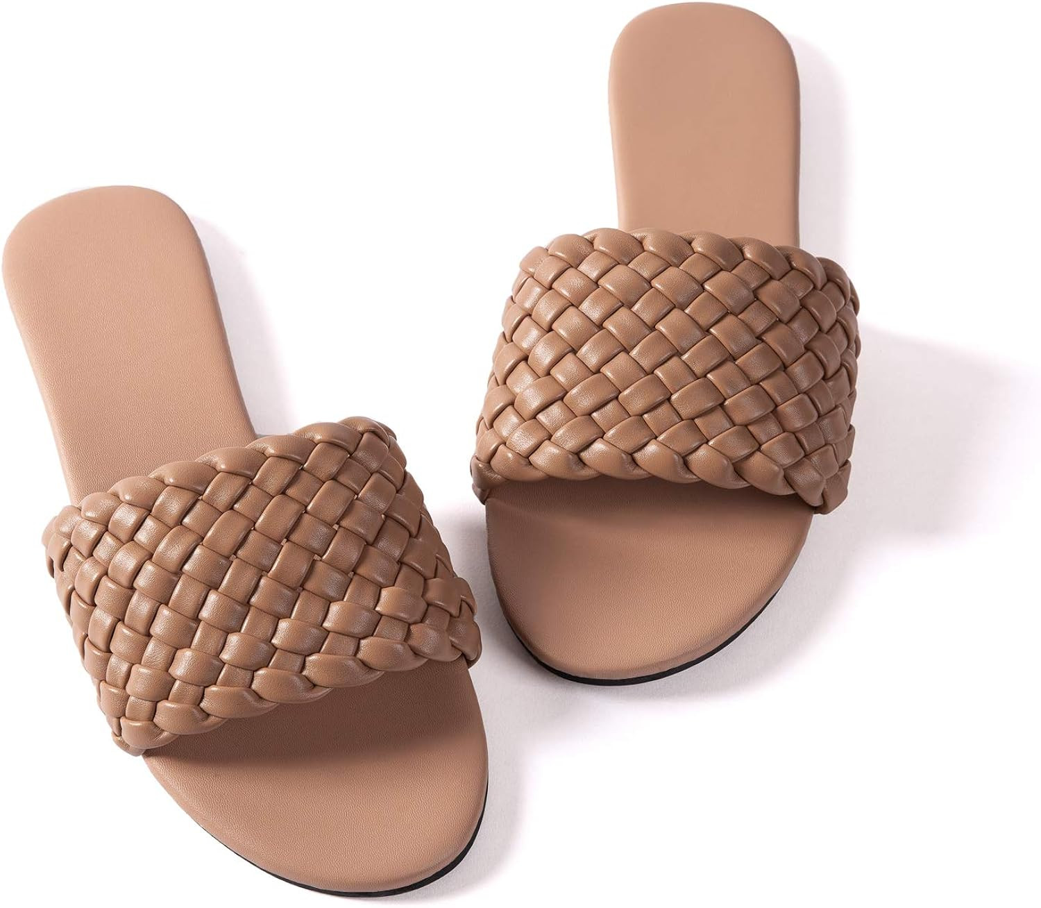 Women Flat Sandals Braided Leather Crossover Nude Dressy Fashion Evening Party Wedding Sandals | Amazon (US)