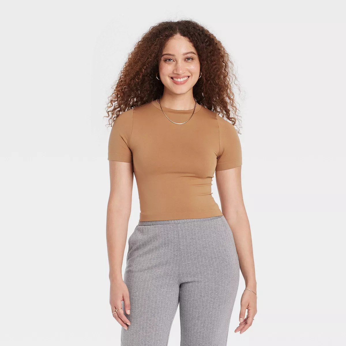 Women's Slim Fit Short Sleeve Seamless Baby T-Shirt - A New Day™ | Target