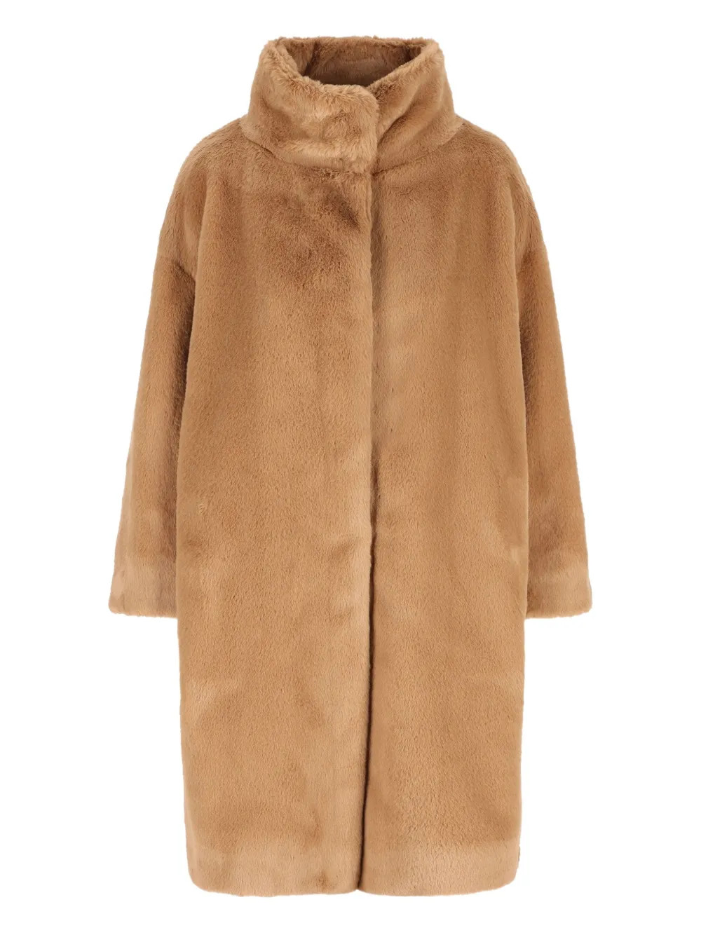 Herno high-neck faux-fur coat - Brown | Farfetch Global