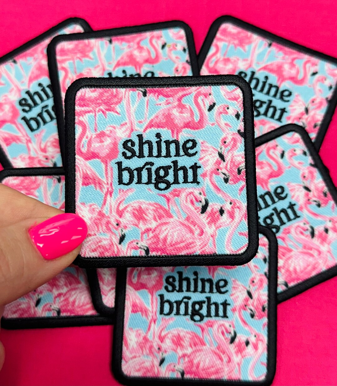 Shine Bright Flamingo Iron on Patch - Etsy | Etsy (US)